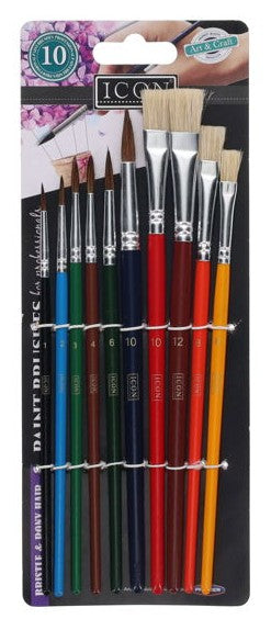Icon Art Icon Card 10 Asst Size Paint Brushes