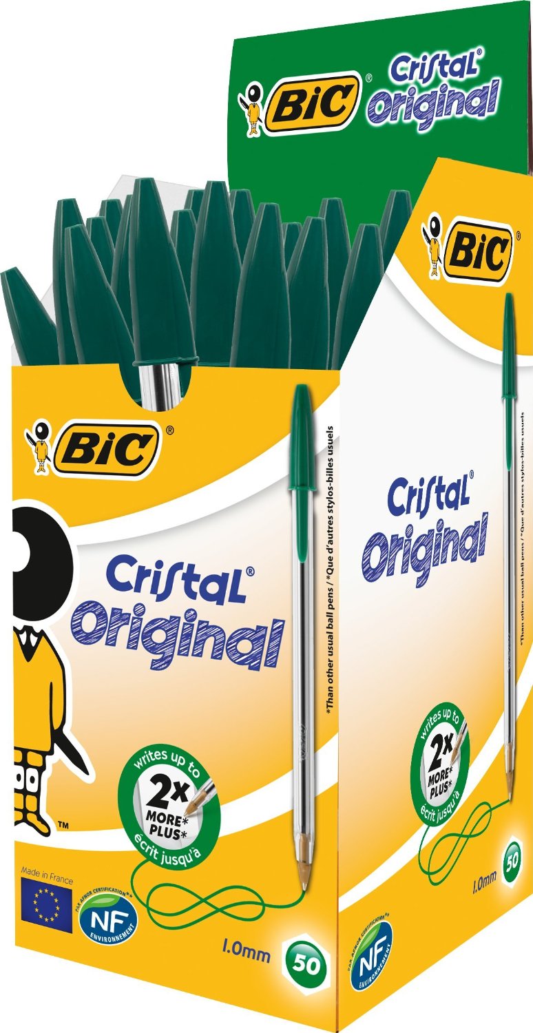 Bic Cristal Ballpoint Pen Medium Green (50 Pack)