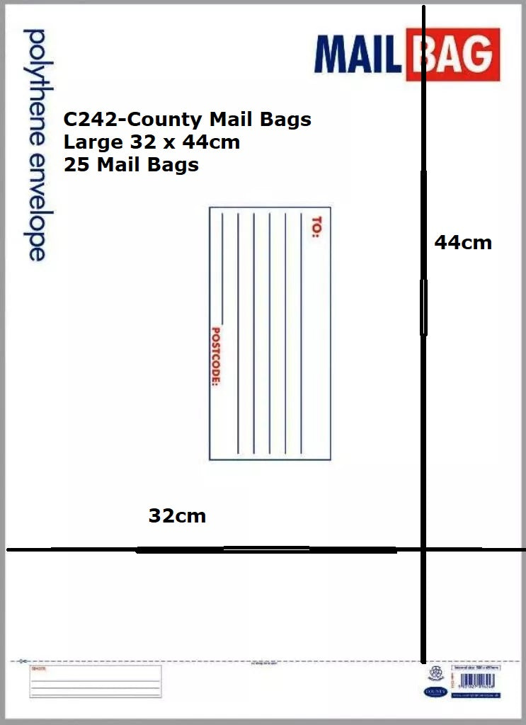 Polythene Mail Bags Large pk25 320mmx440mm C242