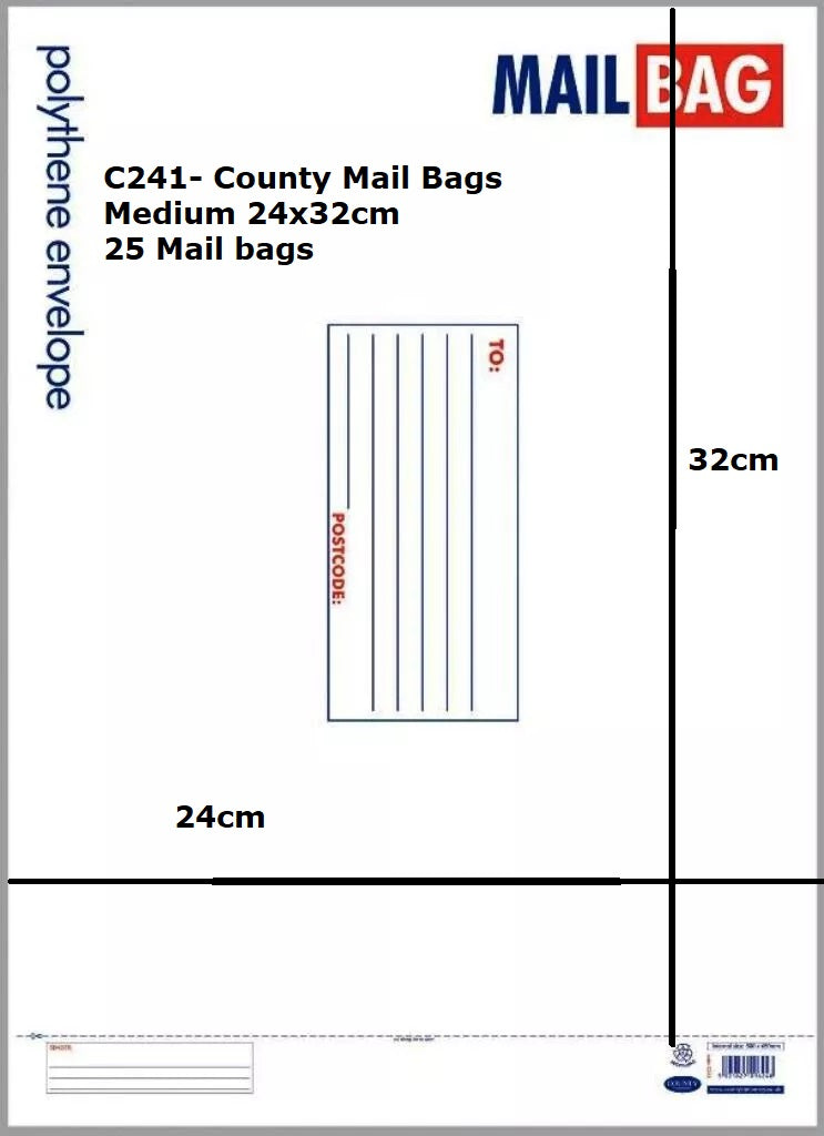 Polythene Mail Bags Medium pk25 240mmx320mm C241