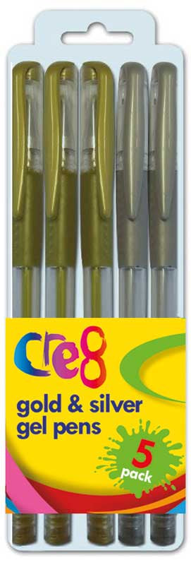 Gold & Silver Gel Pens 5pk