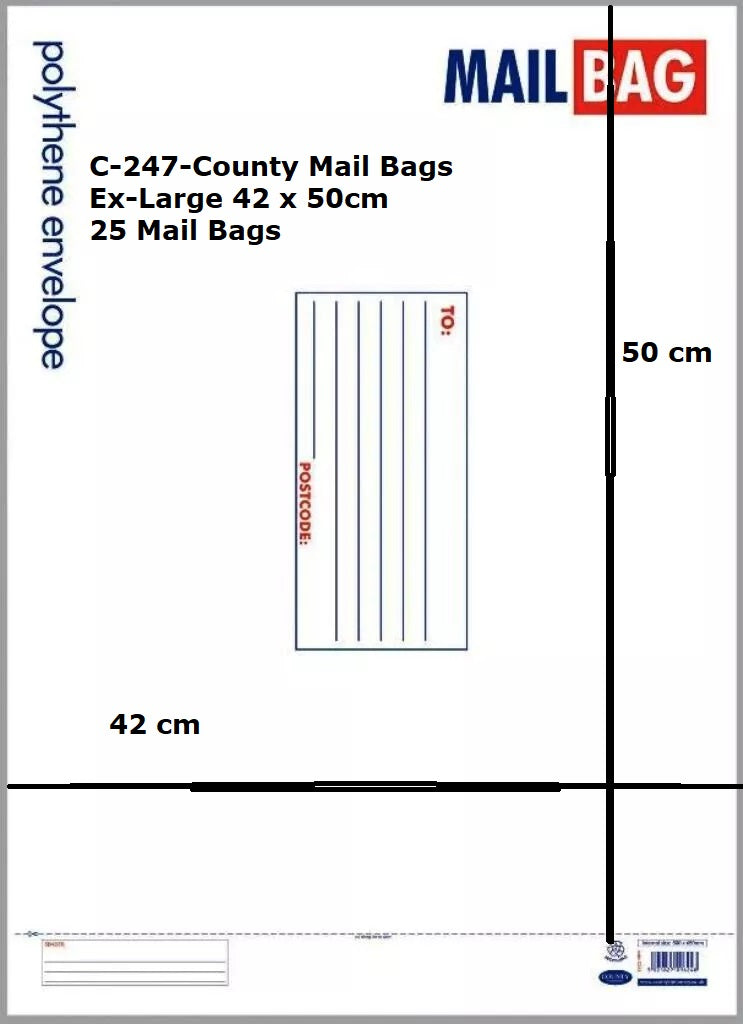 Polythene Mail Bags extra Large pk25 420mmx500mm code C247