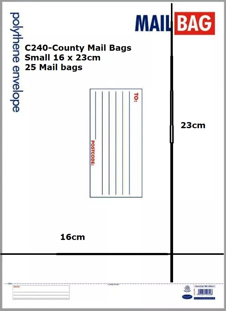 Polythene Mail Bags Small pk25 160mmx230mm C240